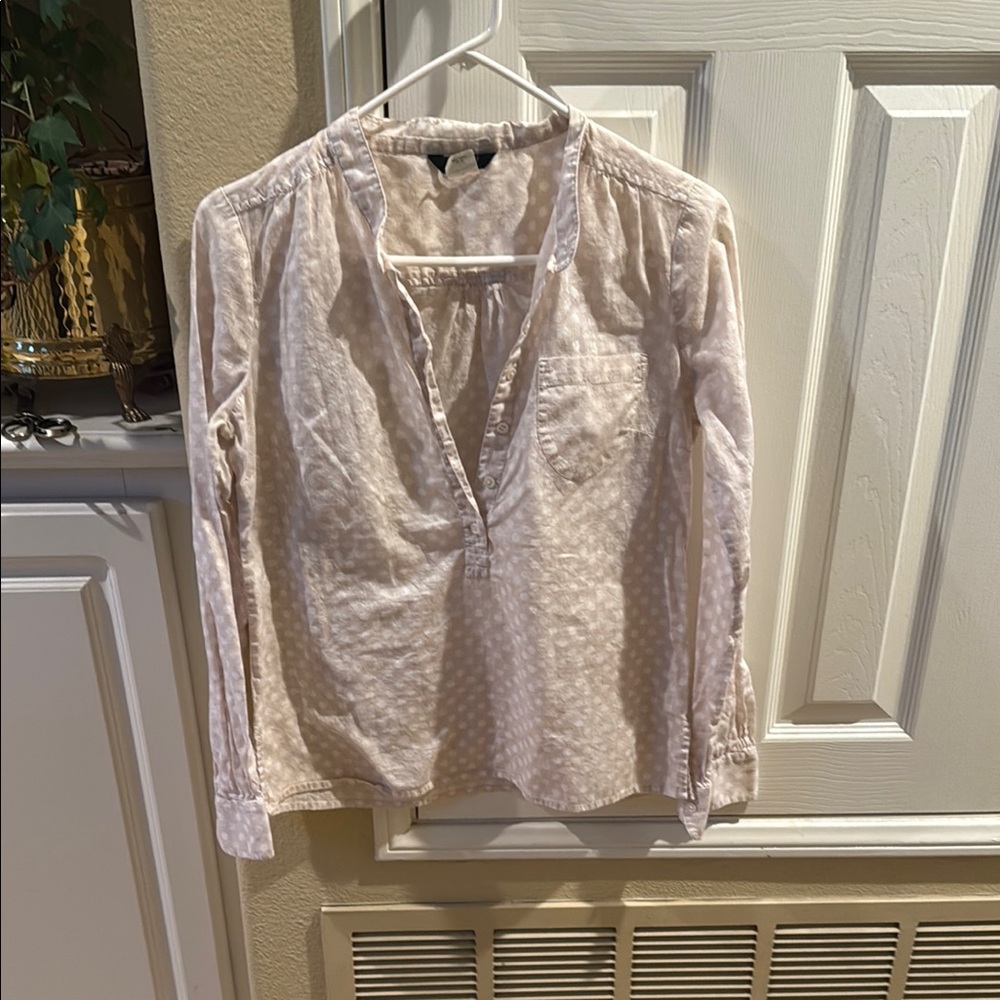 J. Crew Cream and white polka dots  Blouse 100% cotton